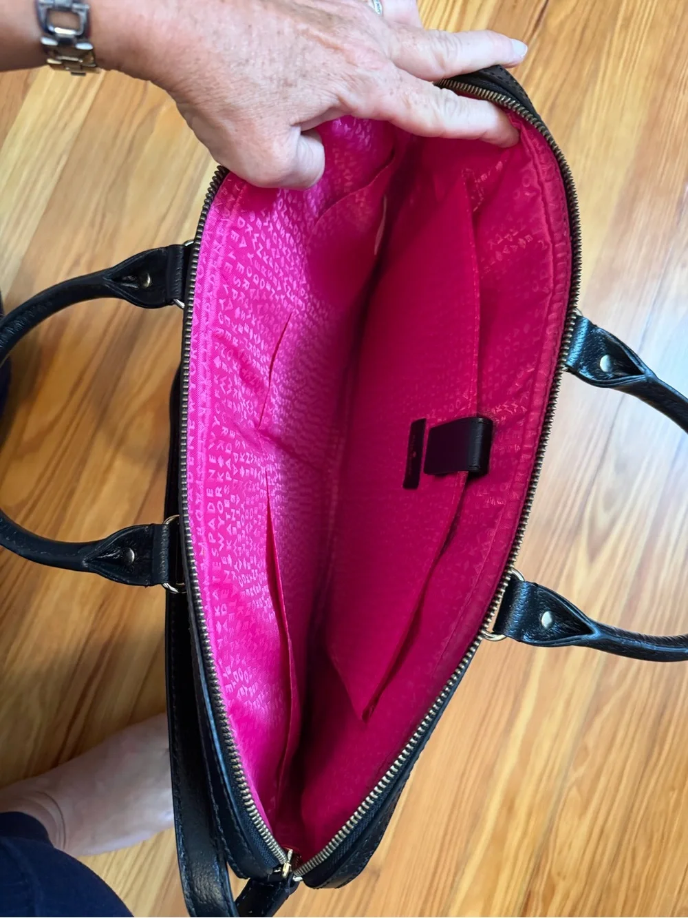 kate spade Black Pebbled Leather Laptop Briefcase with Shoulder Strap